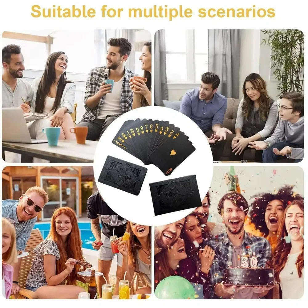 Playing Card Deck with Black and Gold Design