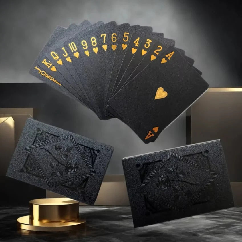Playing Card Deck with Black and Gold Design
