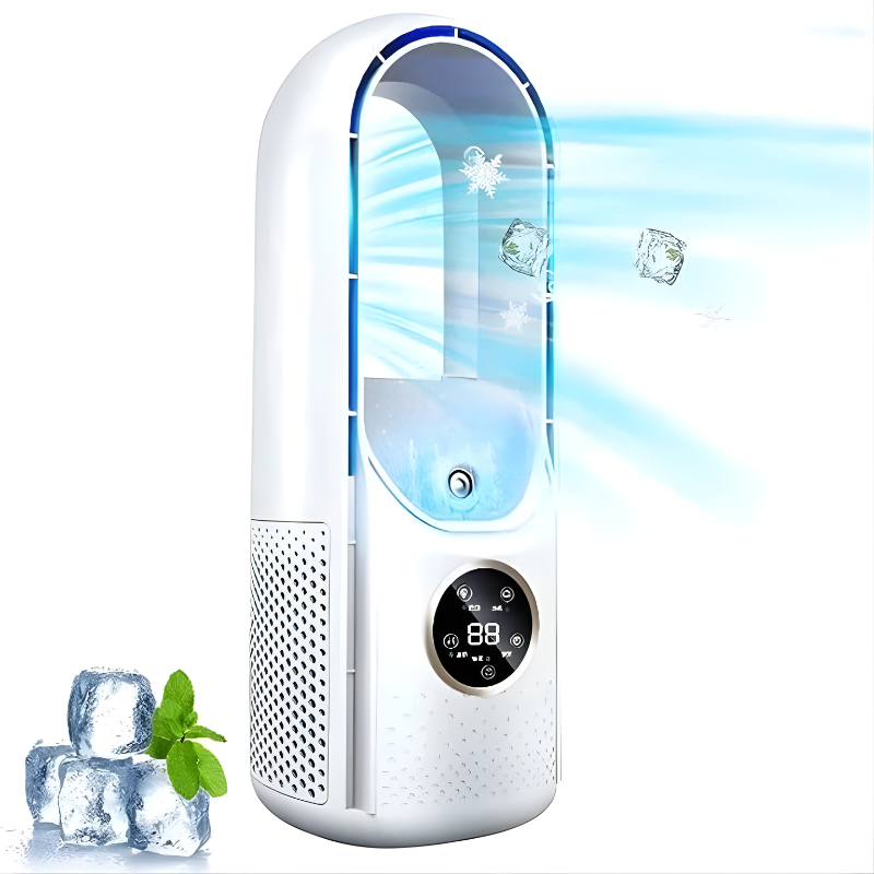Portable Air Conditioner with Blade-Free Design and Silent Operation