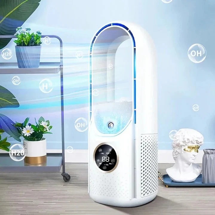 Portable Air Conditioner with Blade-Free Design and Silent Operation