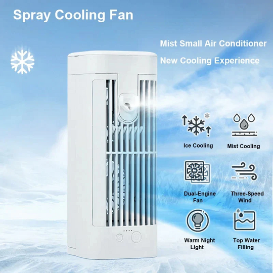 Portable Air Conditioner with Cooling Spray and Desk Fan