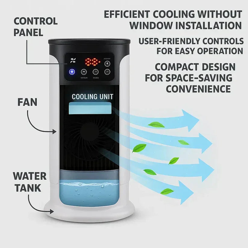 Portable Air Conditioner with Energy Efficiency and Windowless Design