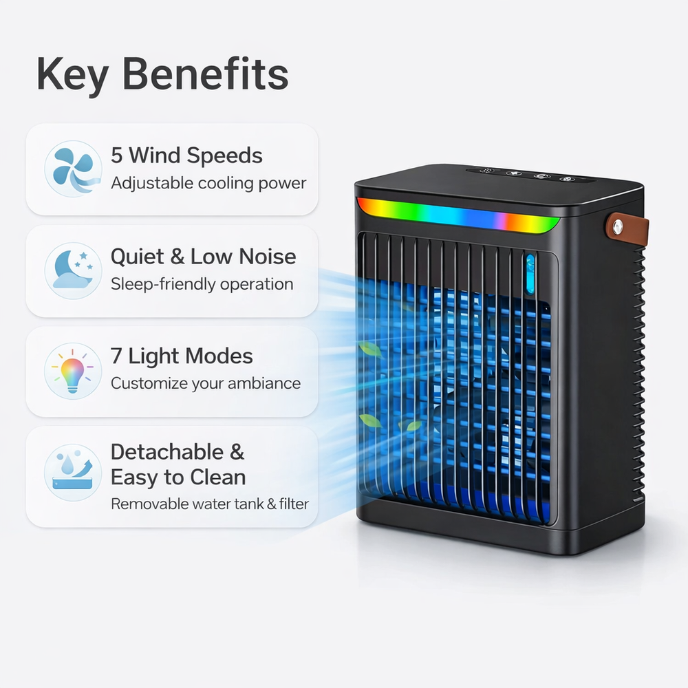 Portable Air Cooler with Adjustable Settings and Compact Design