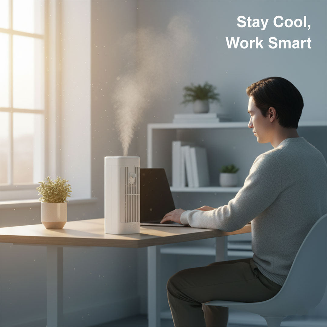 Portable Air Cooler with Desk Fan and Spray Mist