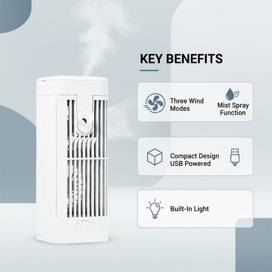 Portable Air Cooler with Desk Fan and Spray Mist