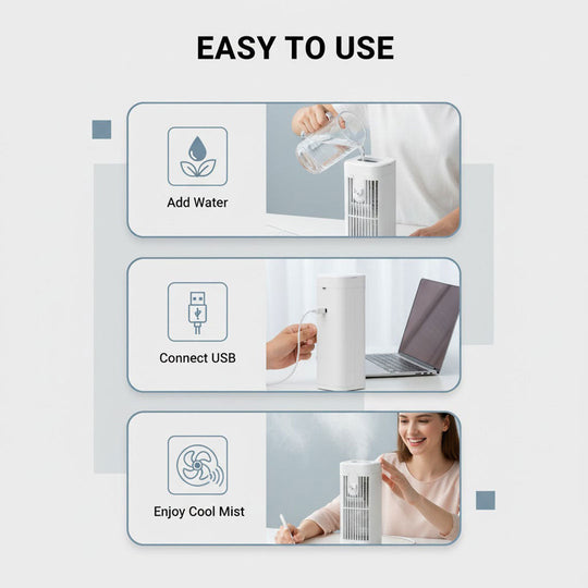 Portable Air Cooler with Desk Fan and Spray Mist