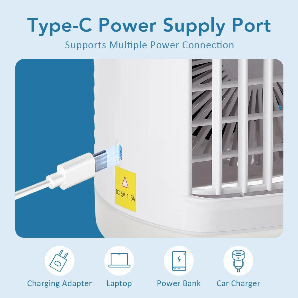 Portable Air Cooler with Humidifier and LED Light