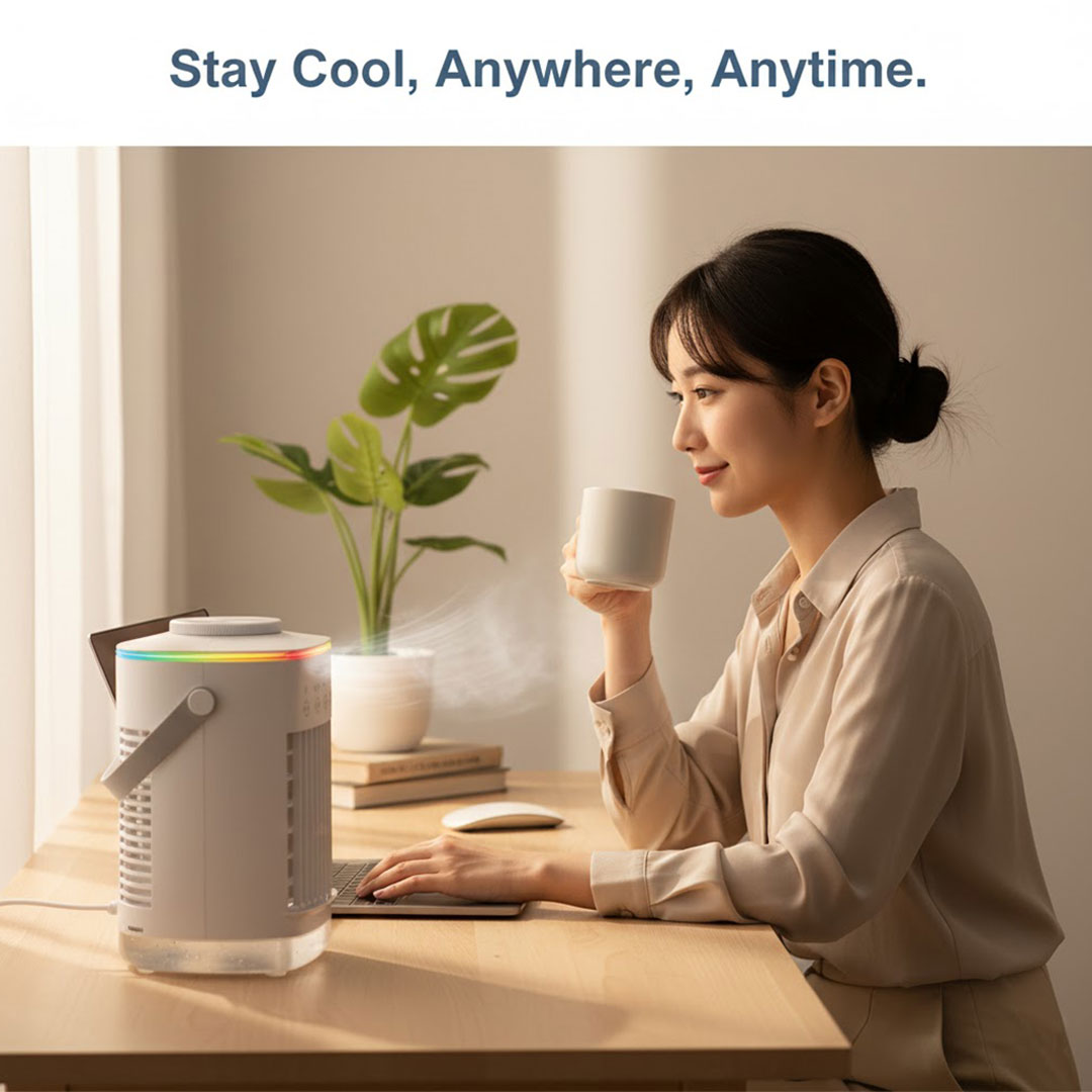 Portable Air Cooler with Humidifier and LED Light