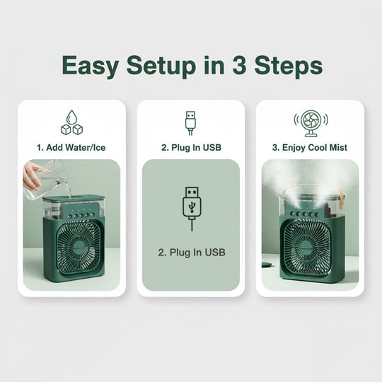 Portable Air Cooler with Humidifier and Quiet Fan