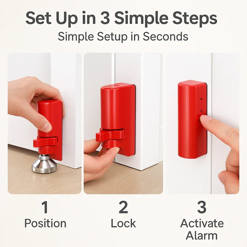 Portable Door Lock with Alarm System and Travel Use