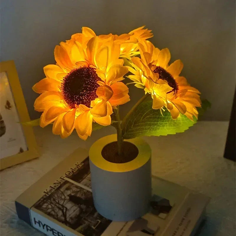 Portable Lamp with Rechargeable LED and Floral Design