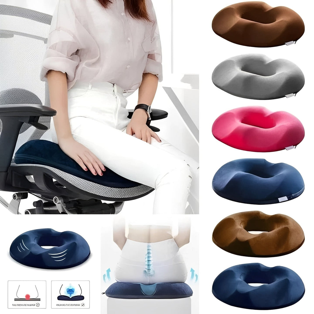Portable Seat Cushion with Central Cutout and Washable Cover