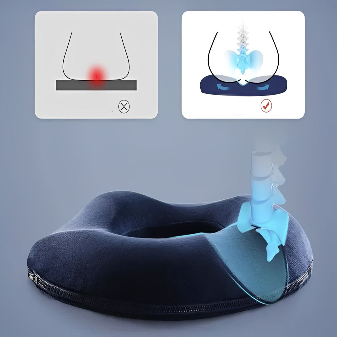 Portable Seat Cushion with Central Cutout and Washable Cover