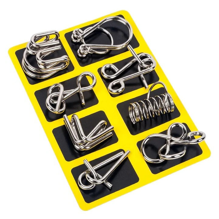 Puzzle Ring Set with Metal Design and Brain Teaser Challenge