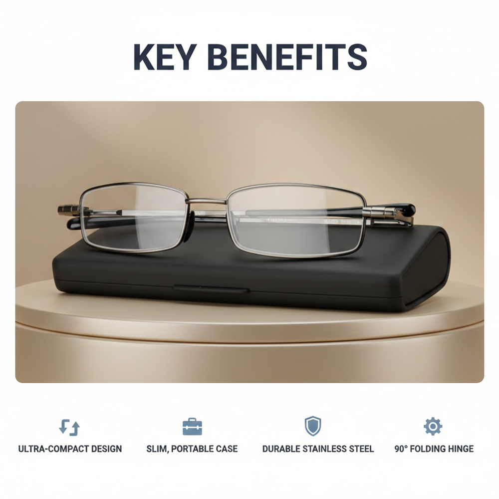 Reading Glasses with Folding Design and Stainless Steel Frame