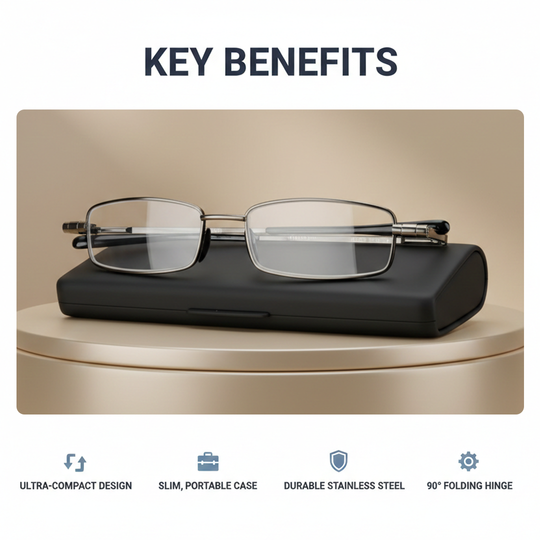 Reading Glasses with Folding Design and Stainless Steel Frame