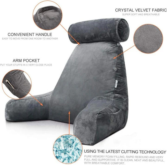 Reading Pillow with Armrests and Back Support
