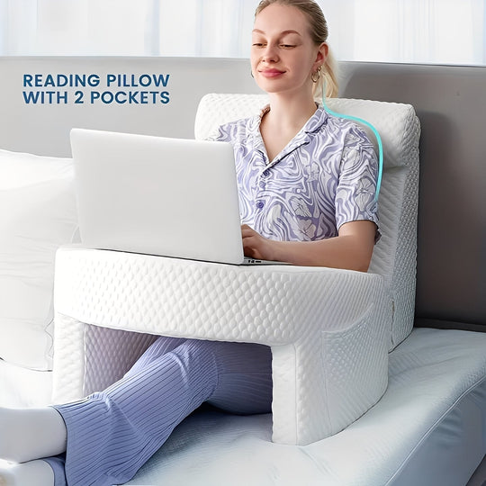 Reading Pillow with Memory Foam and Removable Cover