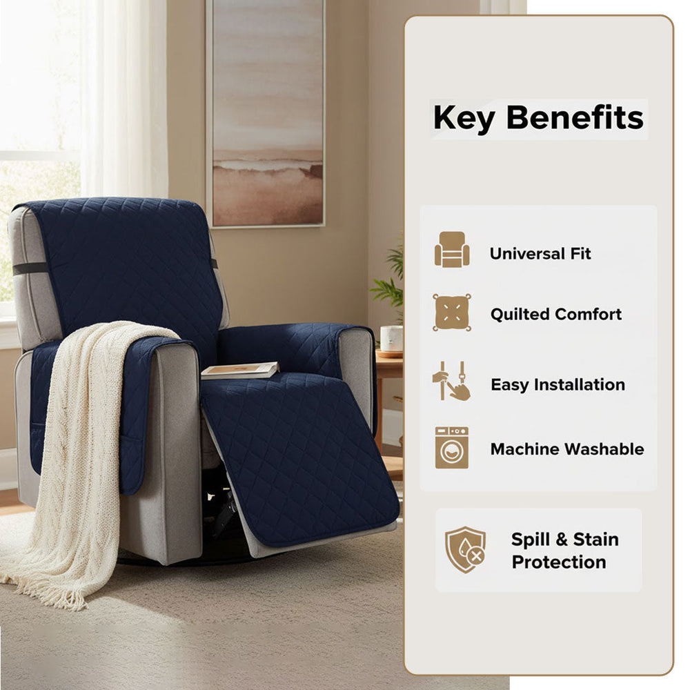 Recliner Cover with Stretchable Fabric and Quilted Design