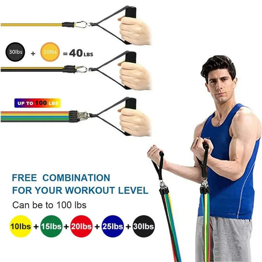 Resistance Band Set with 11 Pieces and Home Workouts