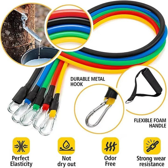 Resistance Band Set with 11 Pieces and Home Workouts