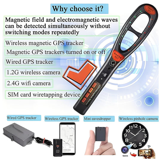 RF Signal Scanner with Rechargeable Battery and Portable Design