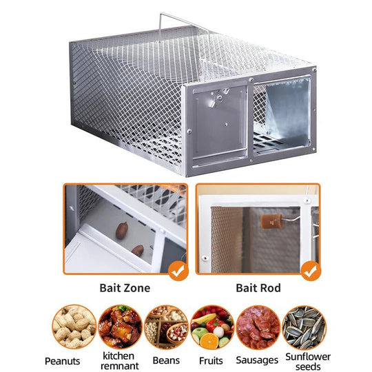 Rodent Trap with Reusable Metal Design and Single Door