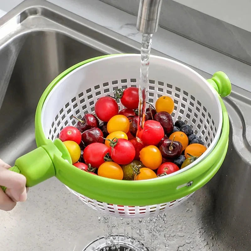 Salad Spinner with Rinse and Drain System