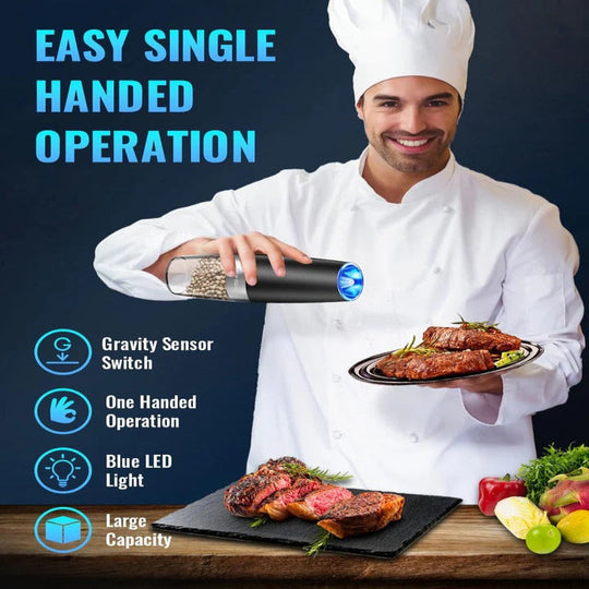 Salt and Pepper Grinders with Adjustable Settings and Stainless Steel