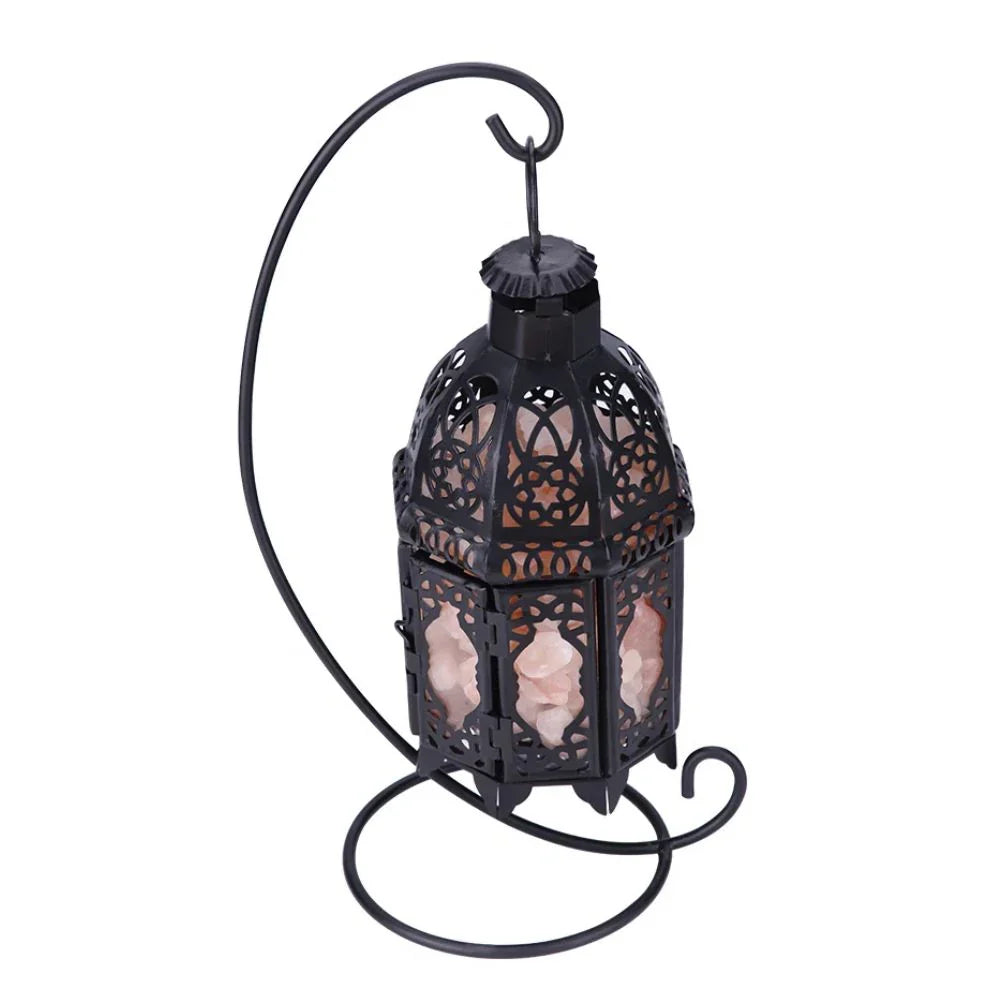 Salt Lamp with Iron Frame and Tabletop Design