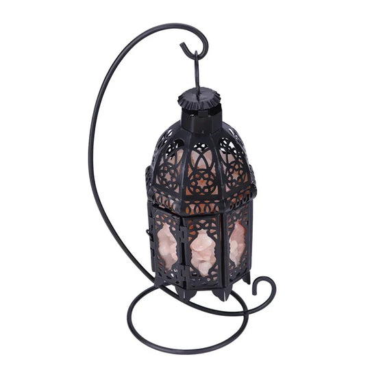 Salt Lamp with Iron Frame and Tabletop Design