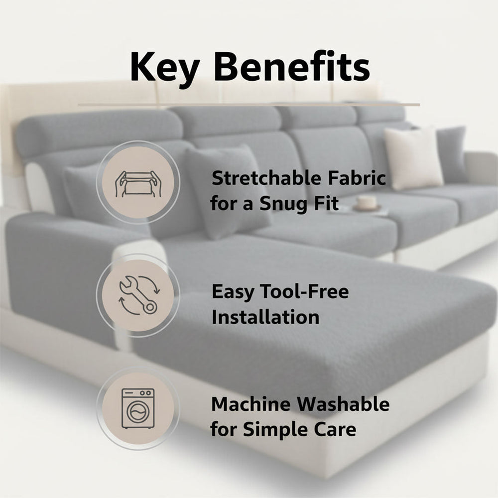 Sectional Sofa Cover with Stretchable Fabric and Easy Installation