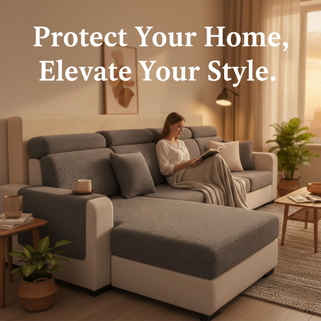 Sectional Sofa Cover with Stretchable Fabric and Easy Installation