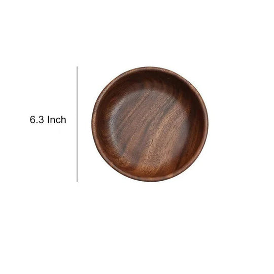 Serving Bowls with Walnut Wood and Round Design