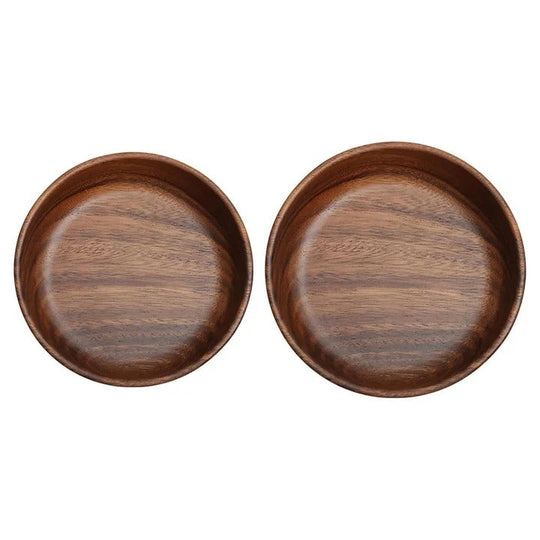 Serving Bowls with Walnut Wood and Round Design