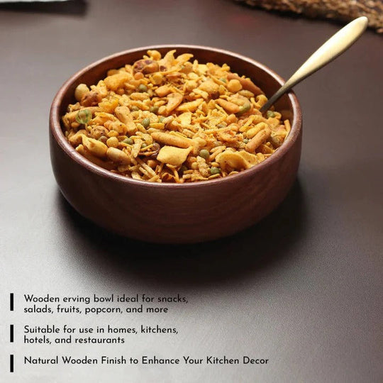 Serving Bowls with Walnut Wood and Round Design