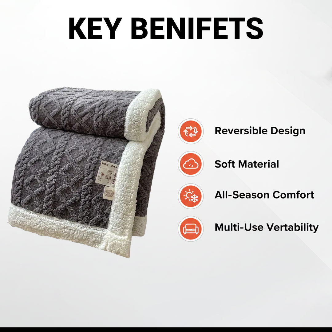 Sherpa Blanket with Reversible Design and All-Season Comfort