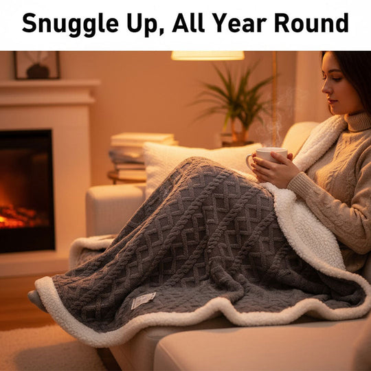 Sherpa Blanket with Reversible Design and All-Season Comfort
