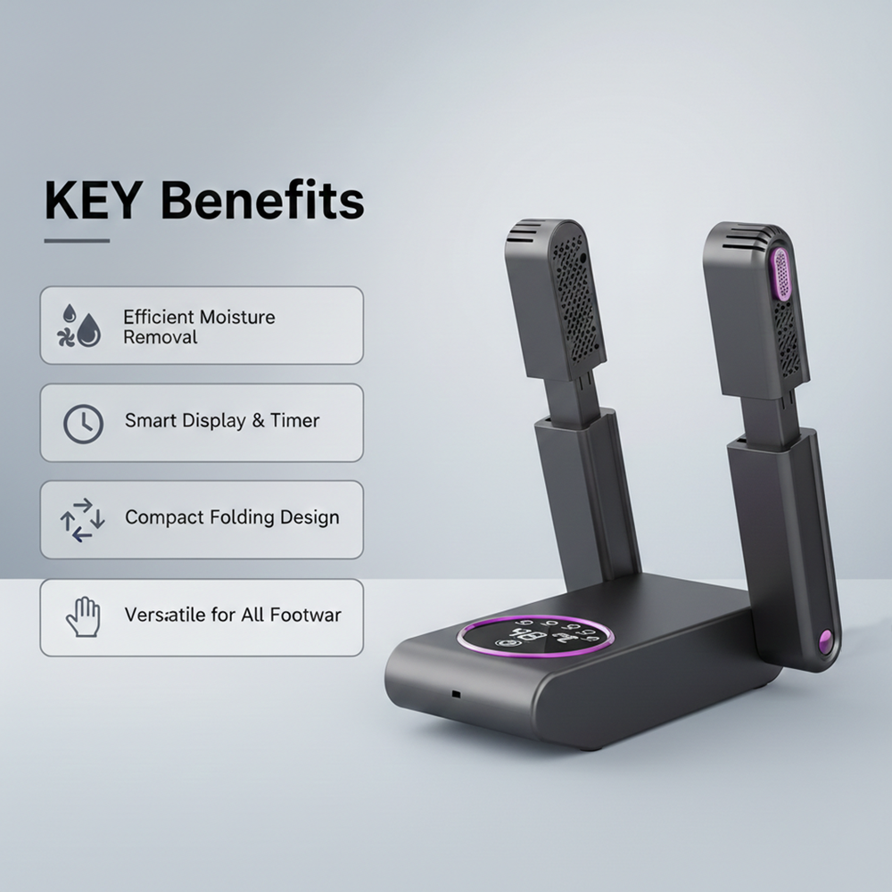 Shoe Dryer with Folding Design and Smart Display