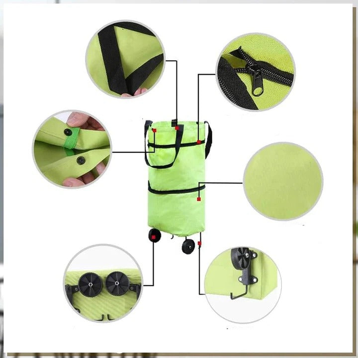 Shopping Bag with Wheels and Foldable Design