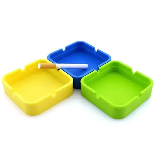 Silicone Ashtray with Portable Case and Square Design