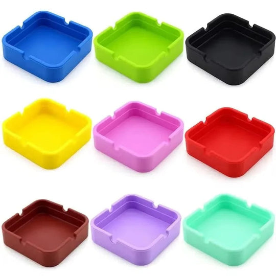 Silicone Ashtray with Portable Case and Square Design