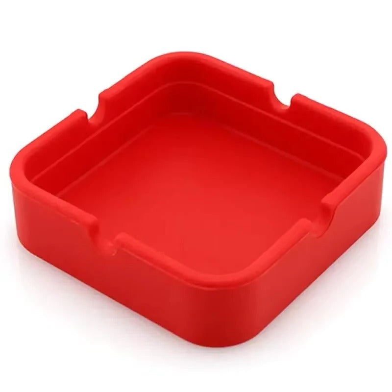 Silicone Ashtray with Portable Case and Square Design