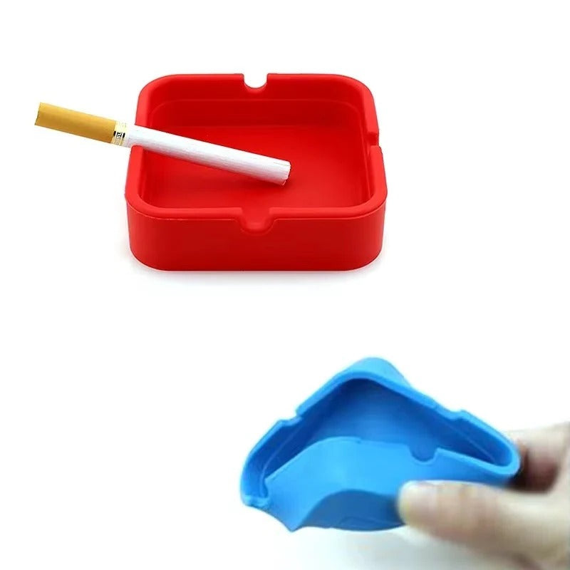 Silicone Ashtray with Portable Case and Square Design