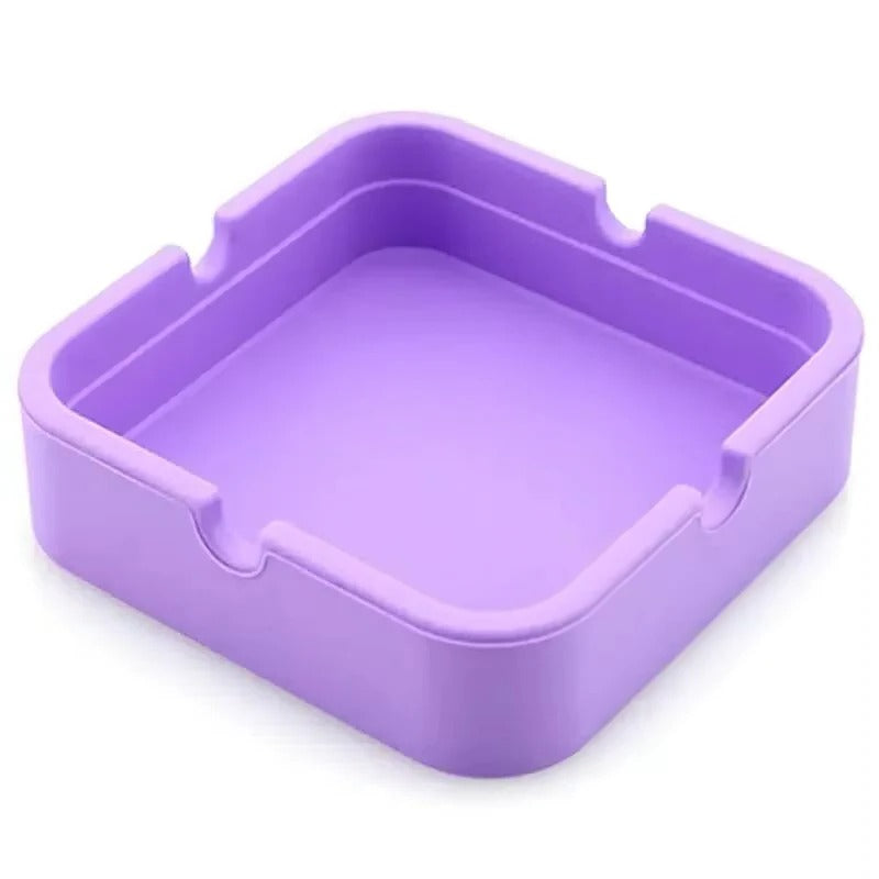 Silicone Ashtray with Portable Case and Square Design