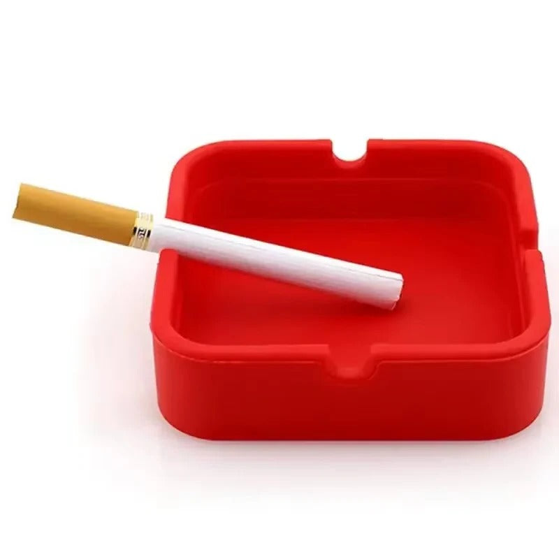 Silicone Ashtray with Portable Case and Square Design