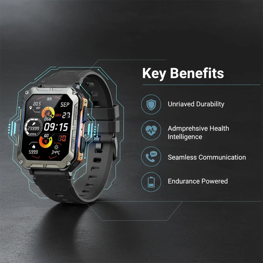 Smartwatch with Rugged Design and Health Monitoring