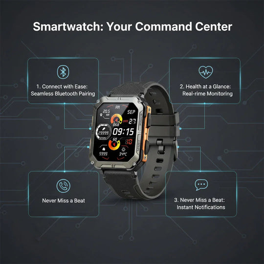 Smartwatch with Rugged Design and Health Monitoring