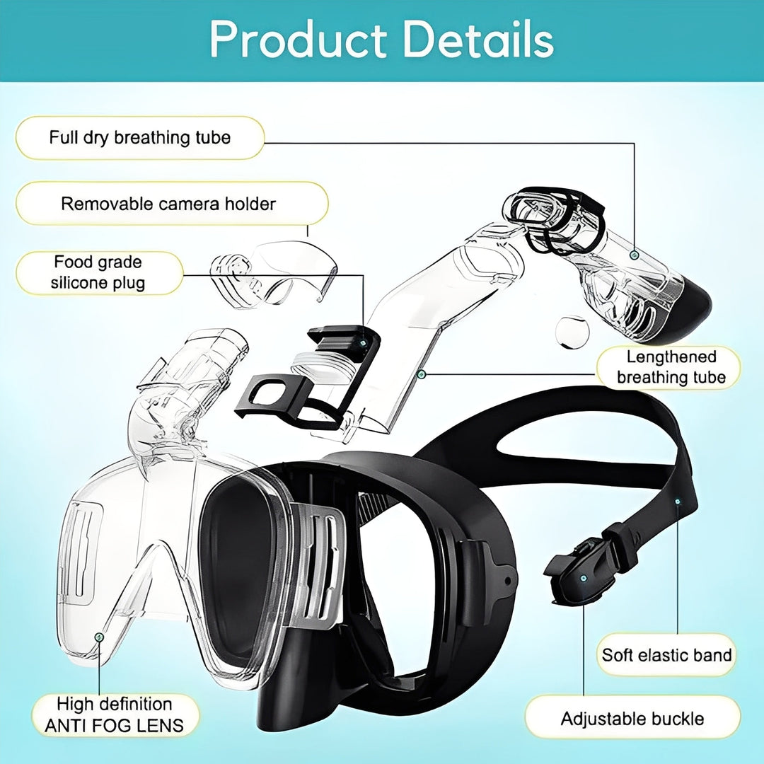Snorkeling Mask with Dry Top and Adjustable Strap