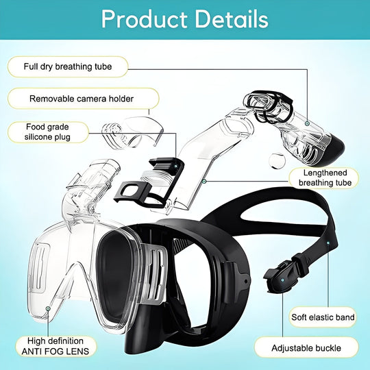 Snorkeling Mask with Dry Top and Adjustable Strap